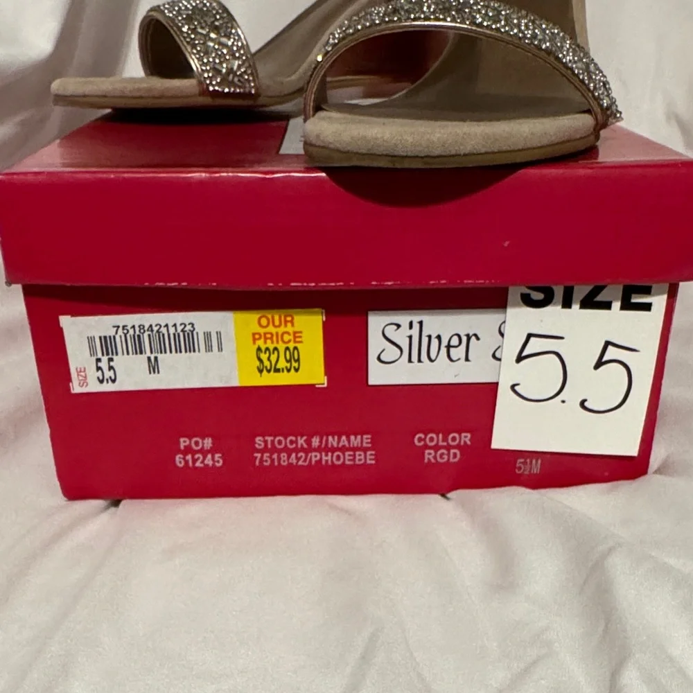 Silver‎ Slippers Gold Sandals Sz 5.5 - Picture 2 of 5